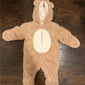 Cozy Tan Bear Onesie for Baby